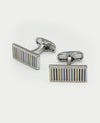 Multi Coloured Rhodium Plated Rectangular Cufflinks