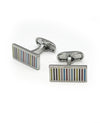 Multi Coloured Rhodium Plated Rectangular Cufflinks