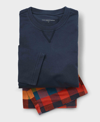 Multicoloured Cotton Checked Lounge Pants & Long Sleeve T-Shirt Pyjama Set
