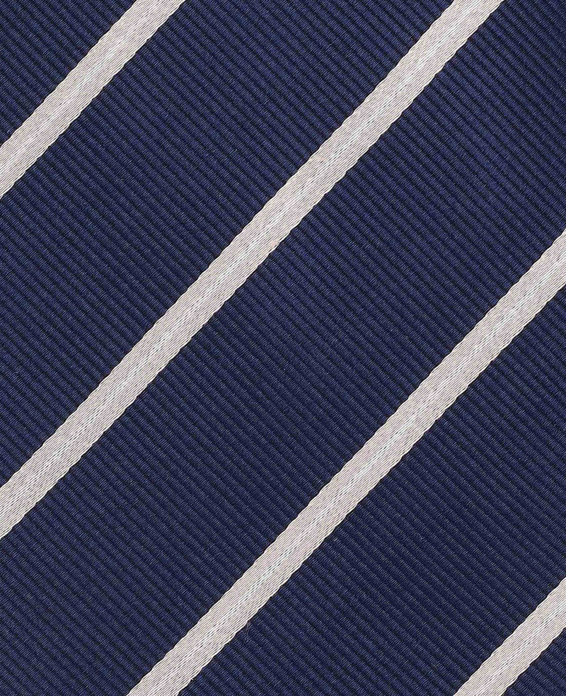 Navy Beige Stripe Seven Fold Silk Tie