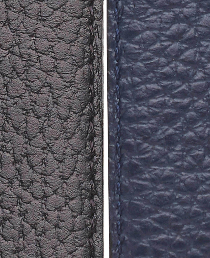Navy Black Leather Reversible Belt