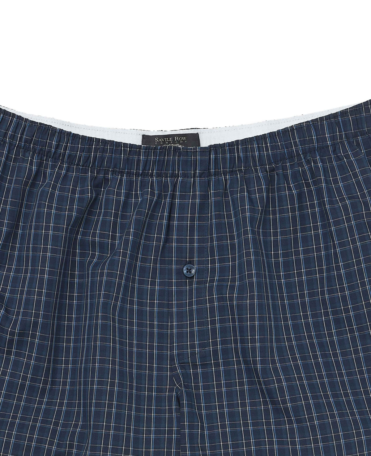 Navy Blue Cotton Check Boxer Shorts