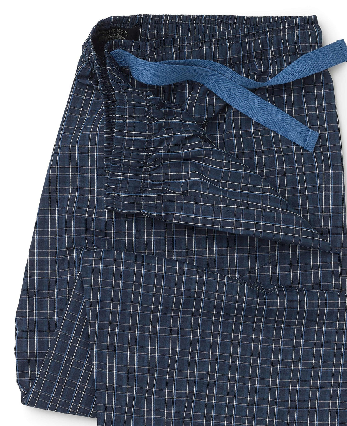Navy Blue Cotton Check Lounge Pants