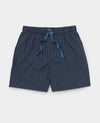 Navy Blue Cotton Check Lounge Shorts