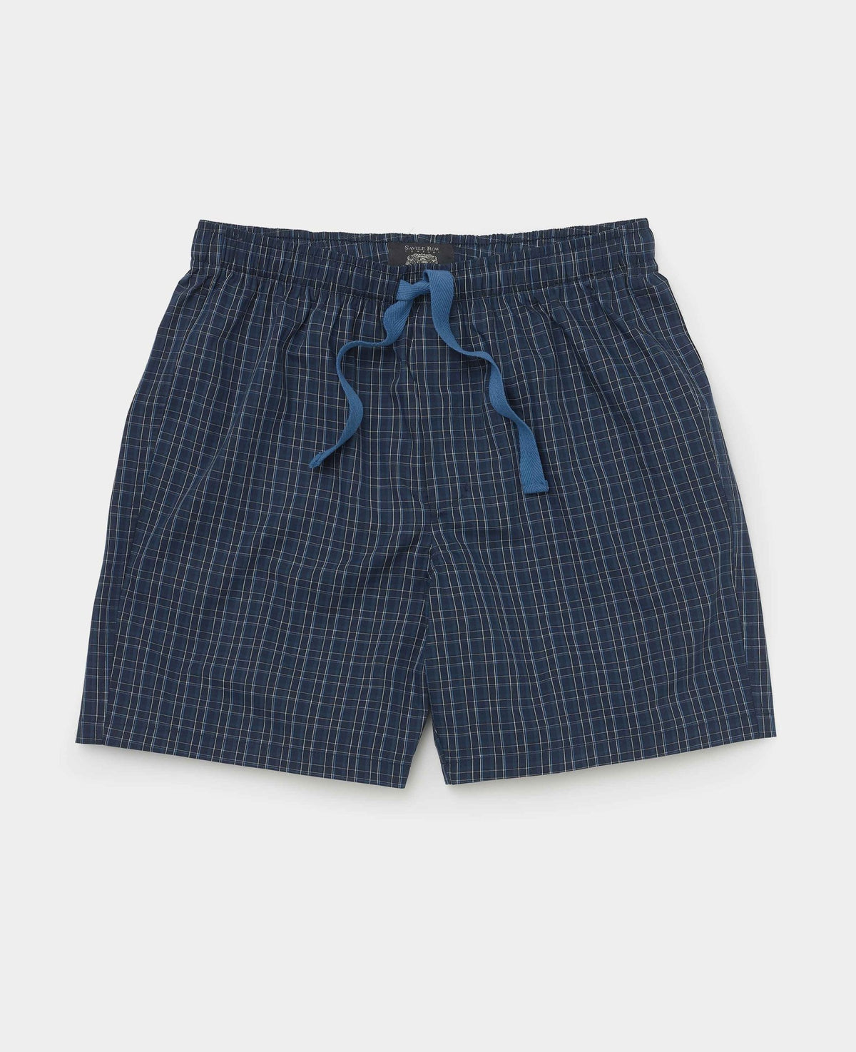 Navy Blue Cotton Check Lounge Shorts