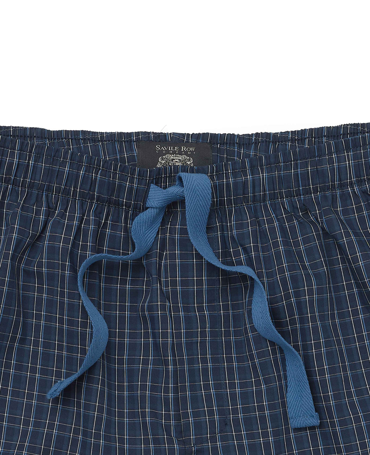 Navy Blue Cotton Check Lounge Shorts