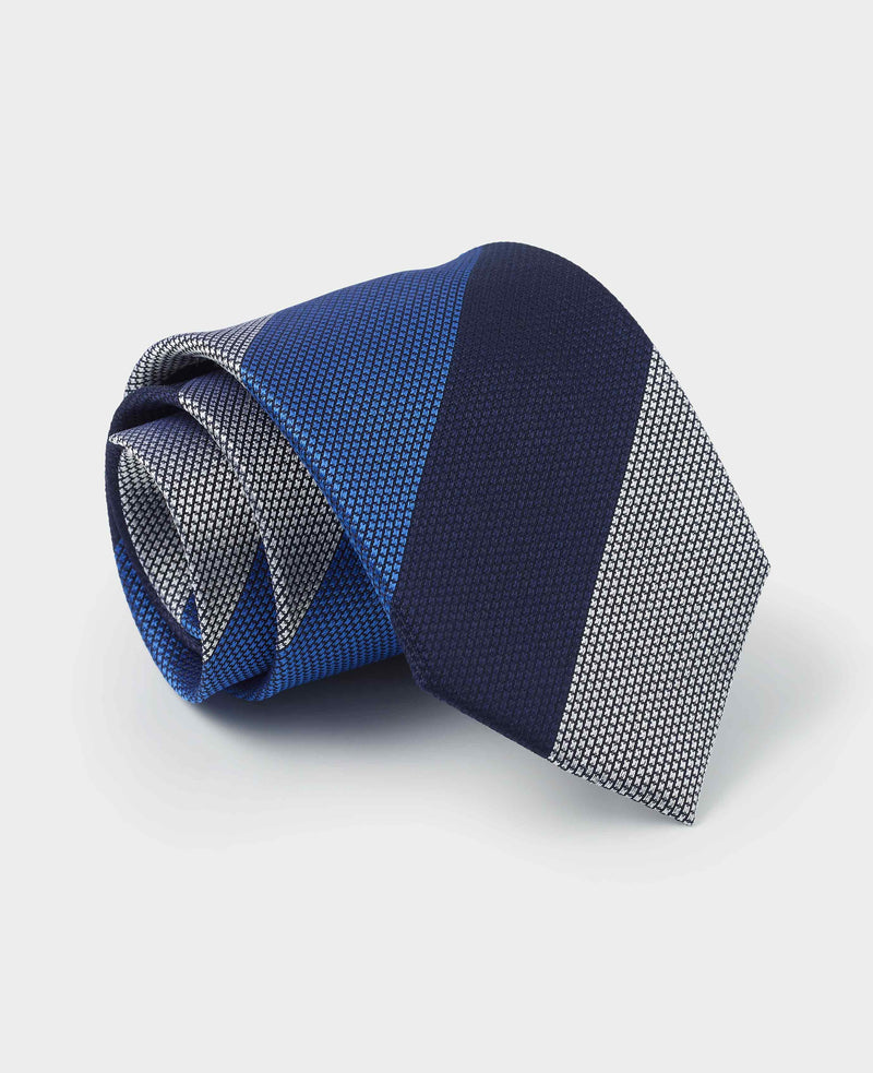 Men's Navy Blue Wide Stripe Silk Tie