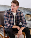 Navy Burgundy Brushed Cotton Check Classic Fit Casual Shirt