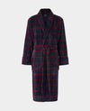 Navy Burgundy Check Fleece Dressing Gown