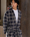 Navy Charcoal Check Snuggle Fleece Dressing Gown