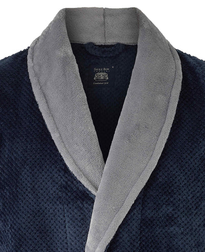 Navy Charcoal Snuggle Fleece Dressing Gown