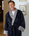 Navy Charcoal Snuggle Fleece Dressing Gown