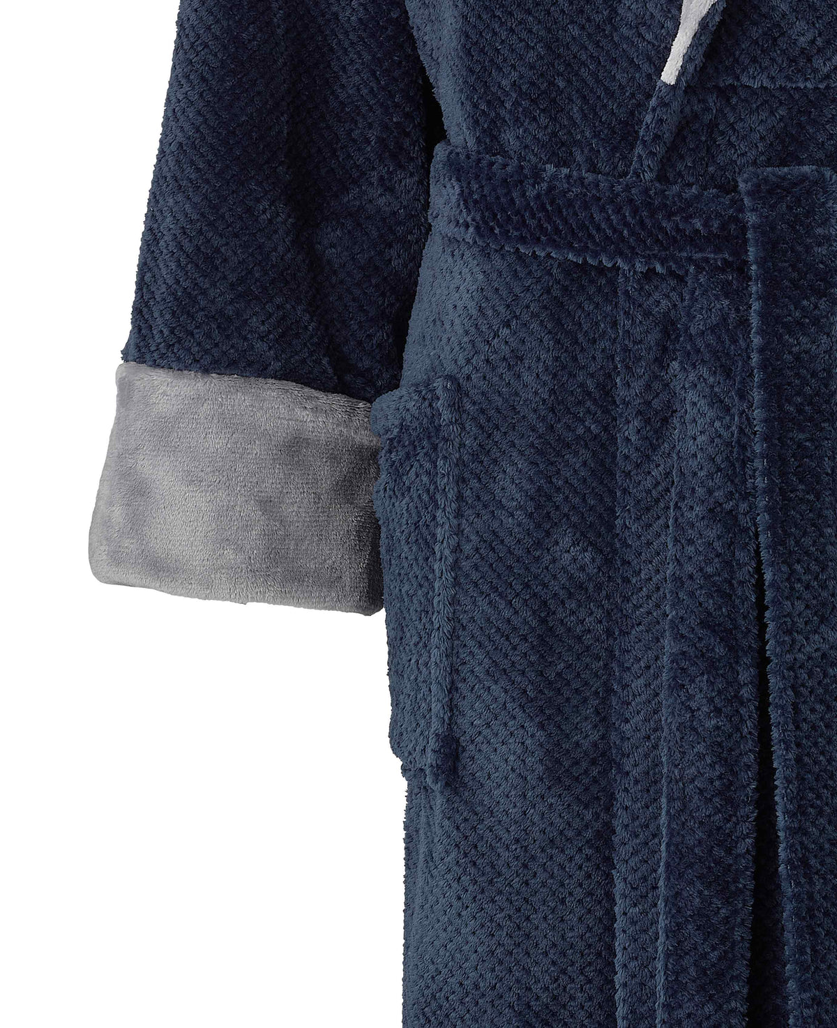 Navy Charcoal Snuggle Fleece Dressing Gown