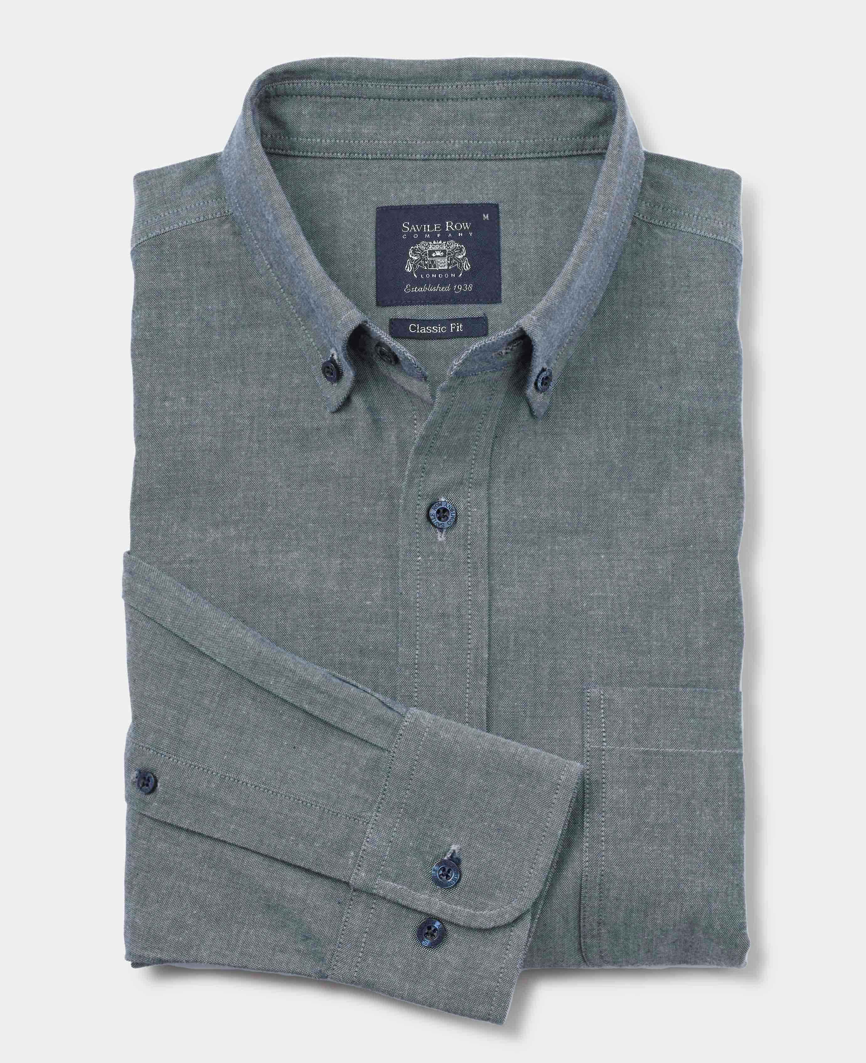 Men s Navy Chambray Oxford Casual Shirt Savile Row Company