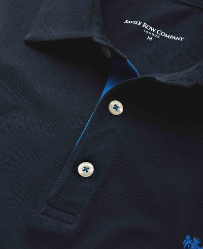 Men's Navy Classic Fit Short Sleeve Polo Shirt 2025 collar detail