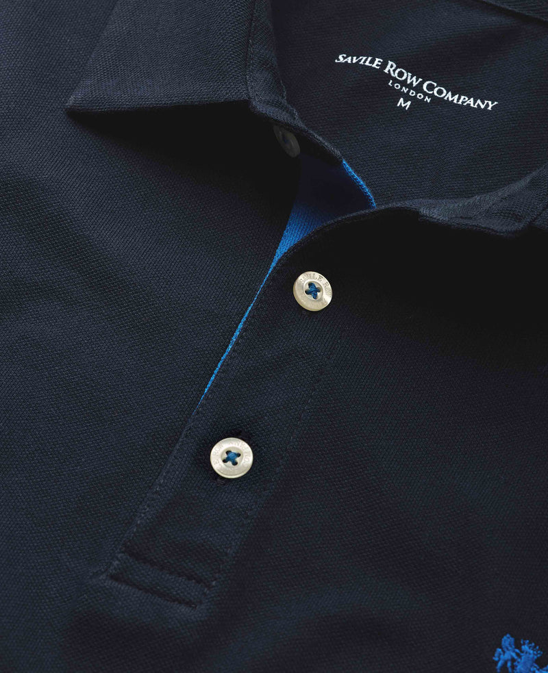 Men's Navy Classic Fit Short Sleeve Polo Shirt 2025 collar detail