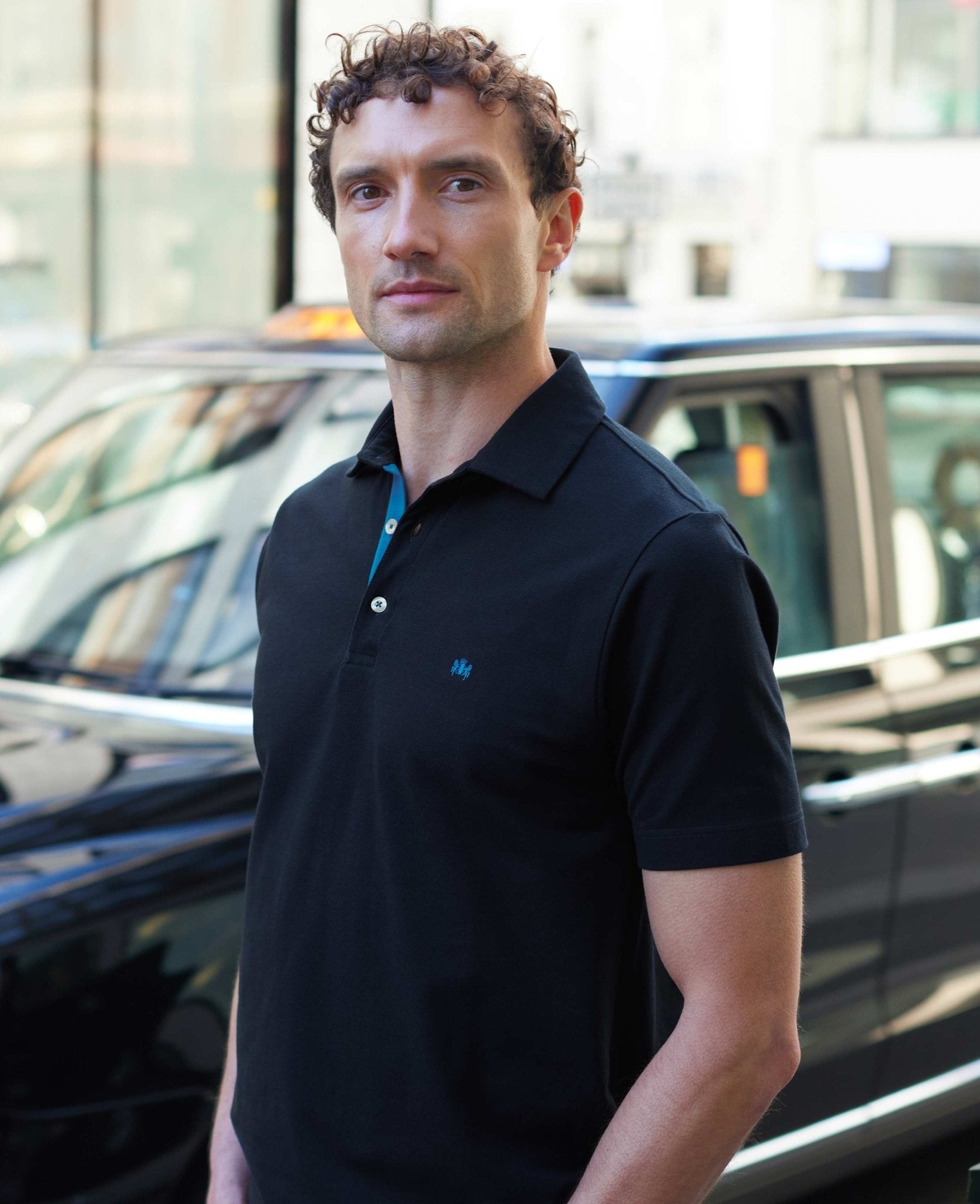Men's Navy Classic Fit Short Sleeve Polo Shirt | Savile Row Company