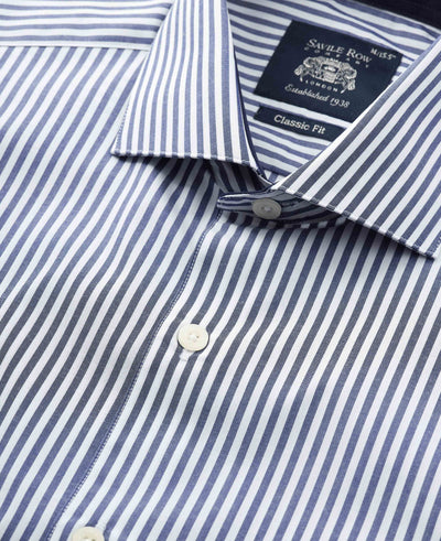 navy cotton bengal stripe classic fit smart casual shirt single cuff 5006nav Detail