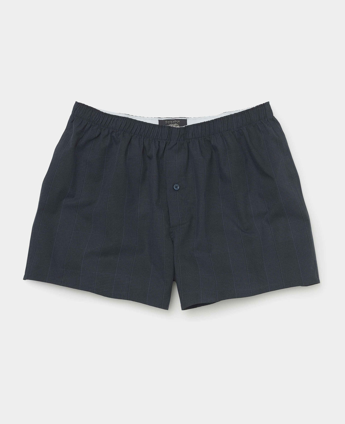 Navy Cotton Check Boxer Shorts