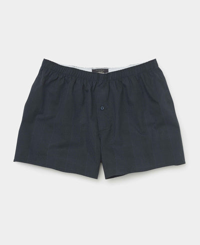 Navy Cotton Check Boxer Shorts