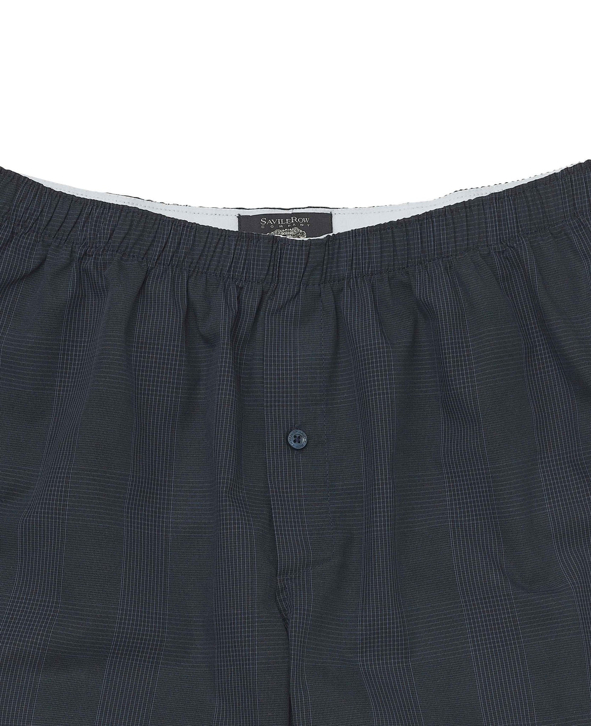 Navy Cotton Check Boxer Shorts