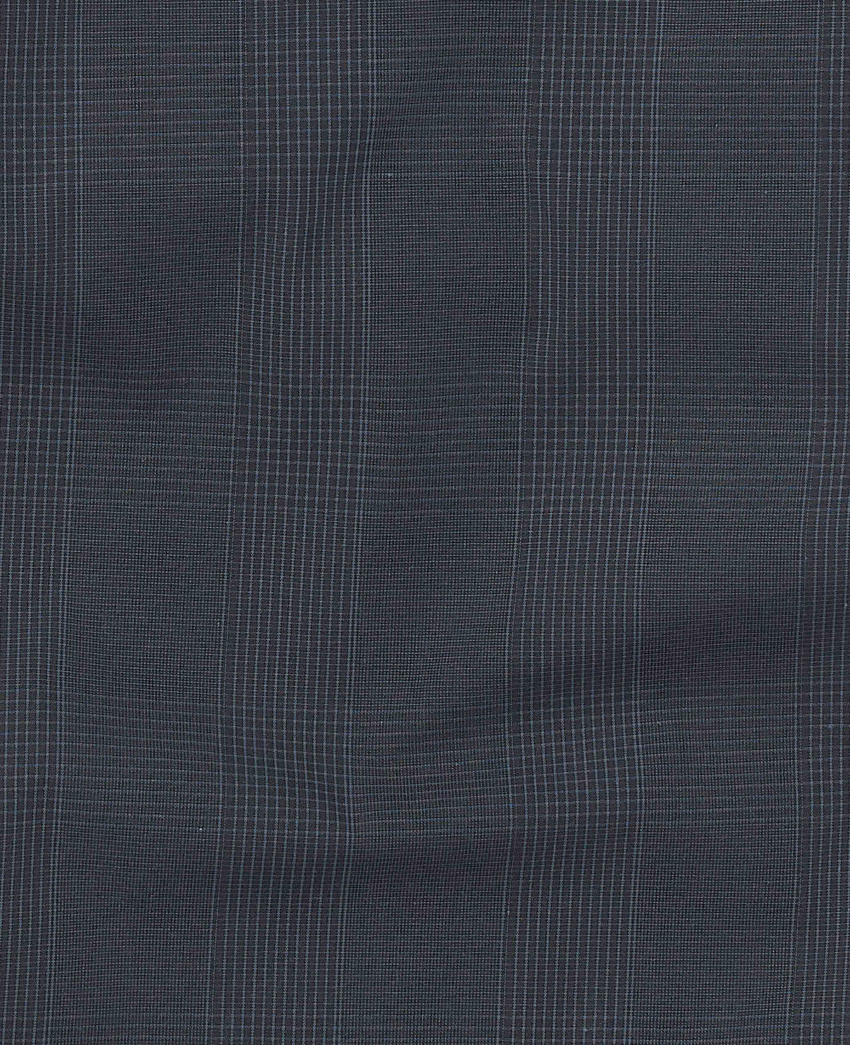 Men's Navy Cotton Check Lounge Pants fabric detail
