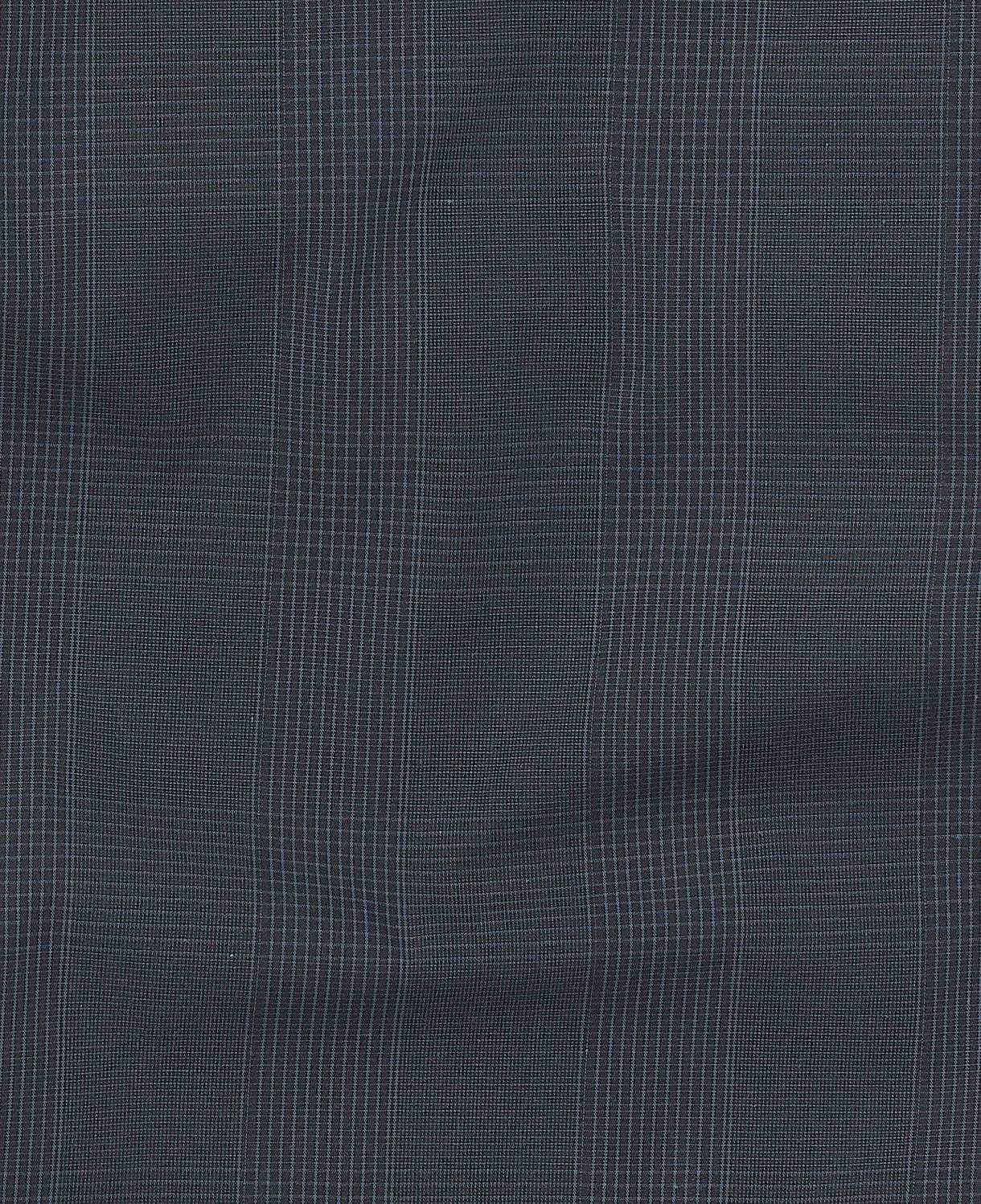 Men's Navy Cotton Check Lounge Pants fabric detail