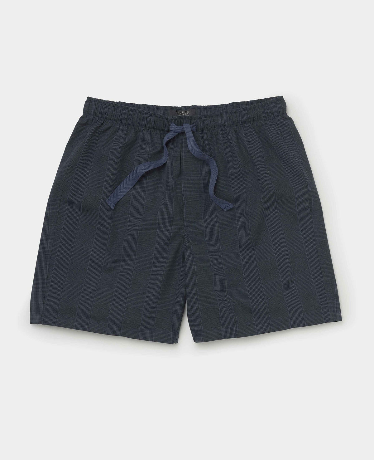 Navy Cotton Check Lounge Shorts