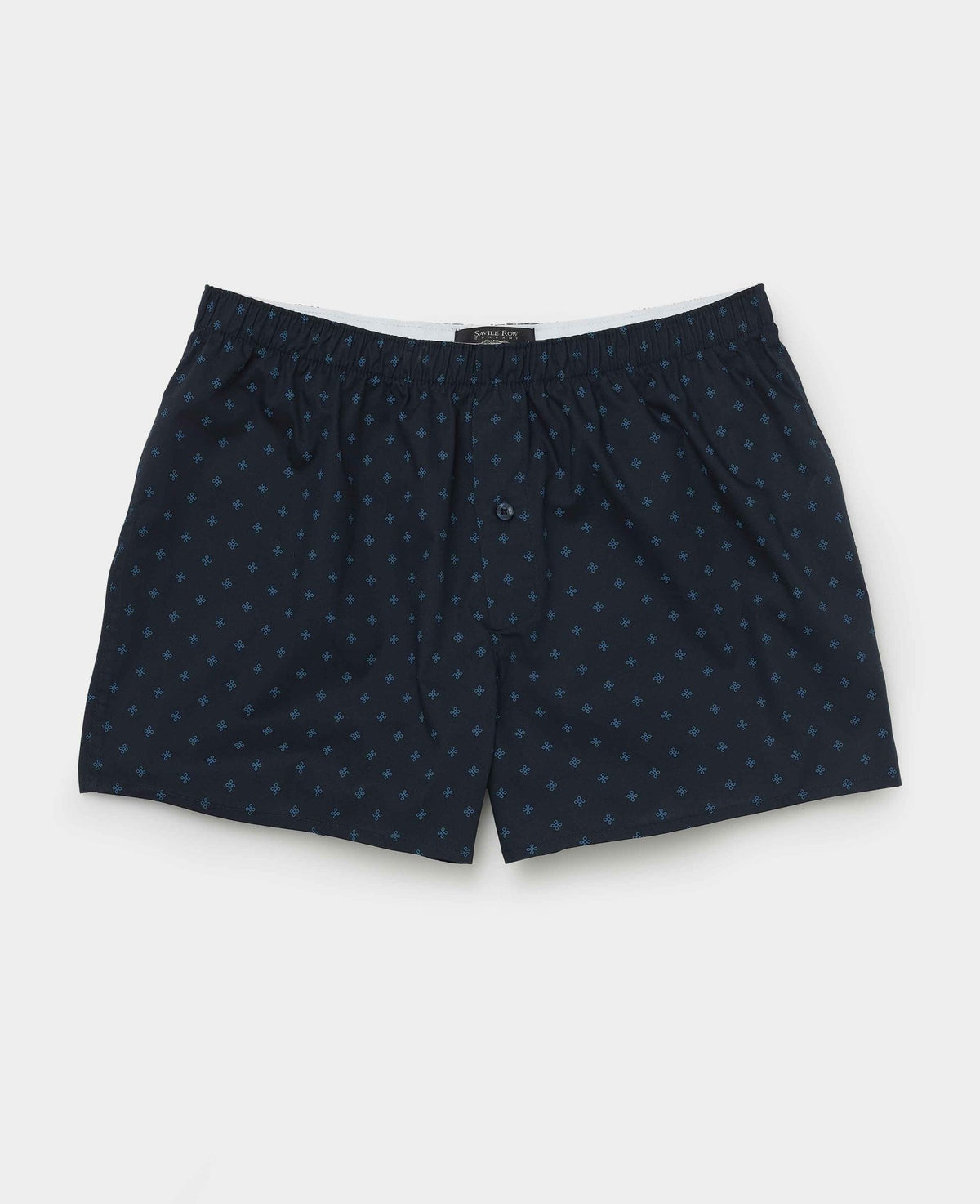 Navy Cotton Cross Print Boxer Shorts