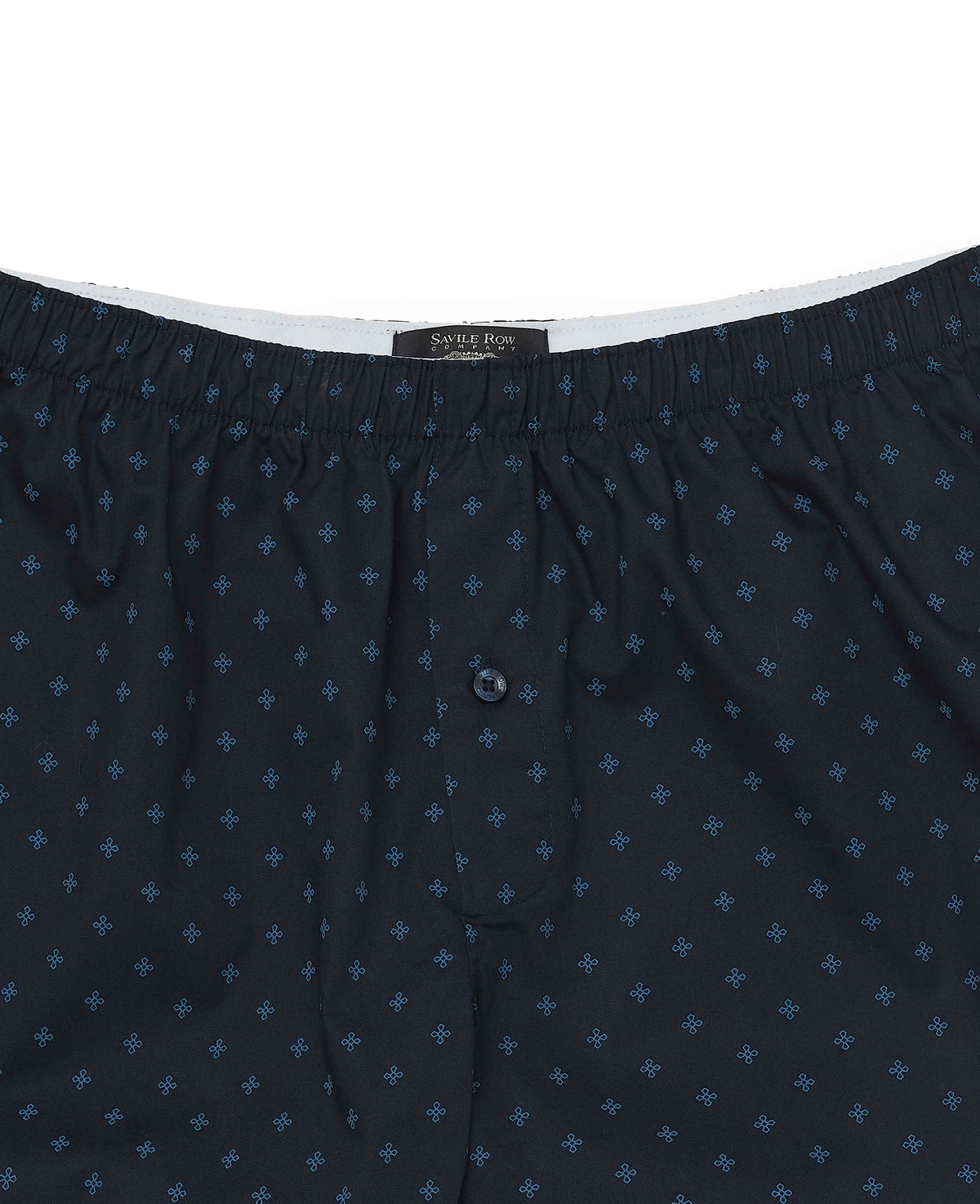 Navy Cotton Cross Print Boxer Shorts