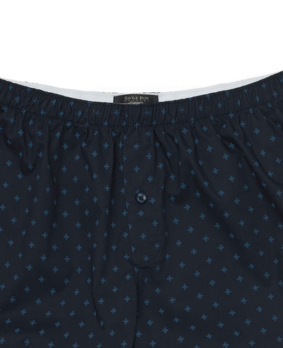 Navy Cotton Cross Print Boxer Shorts
