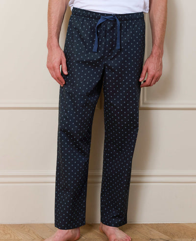 Navy Cotton Cross Printed Lounge Pants