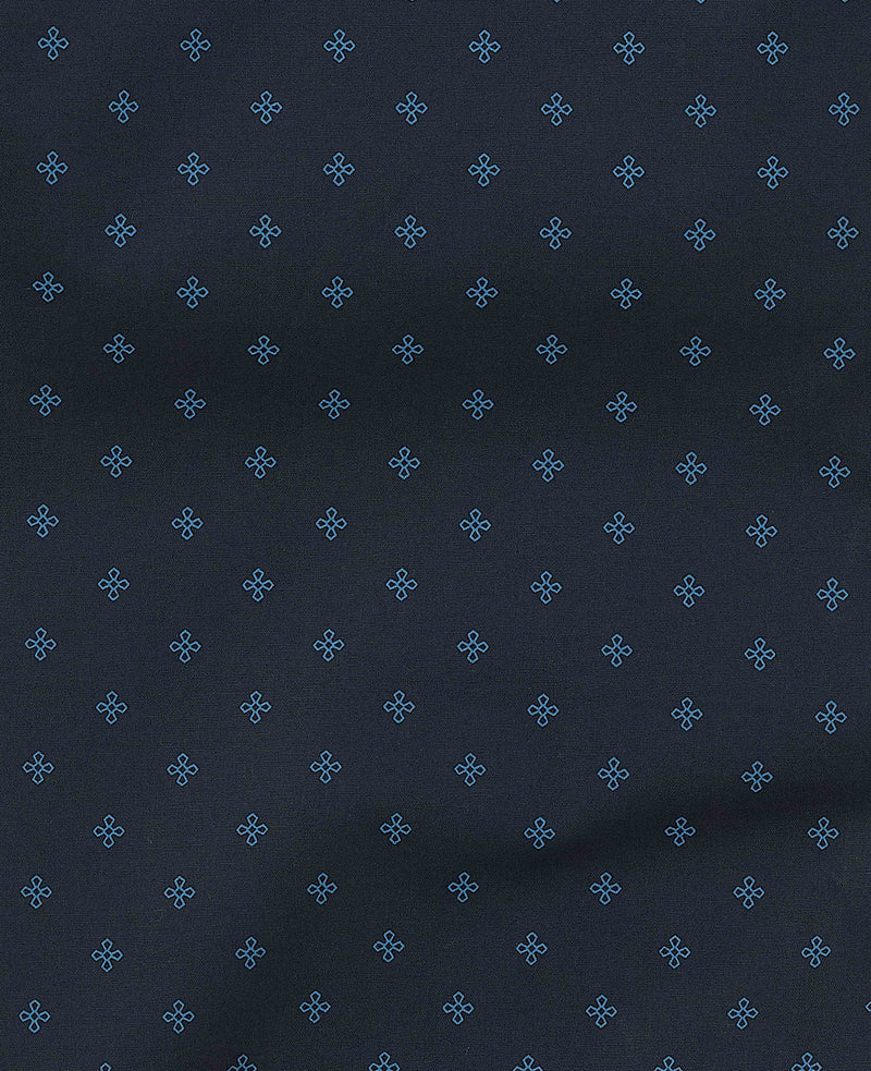 Men's Navy Cotton Cross Printed Lounge Pants fabric detail