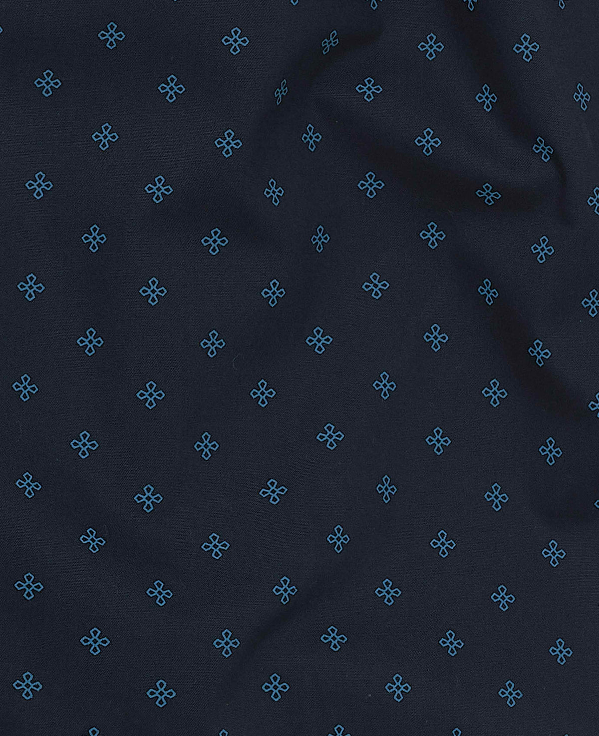 Men's Navy Cotton Cross Printed Lounge Pants fabric detail