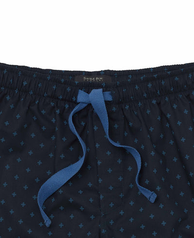 Men's Navy Cotton Cross Printed Lounge Pants waist detail