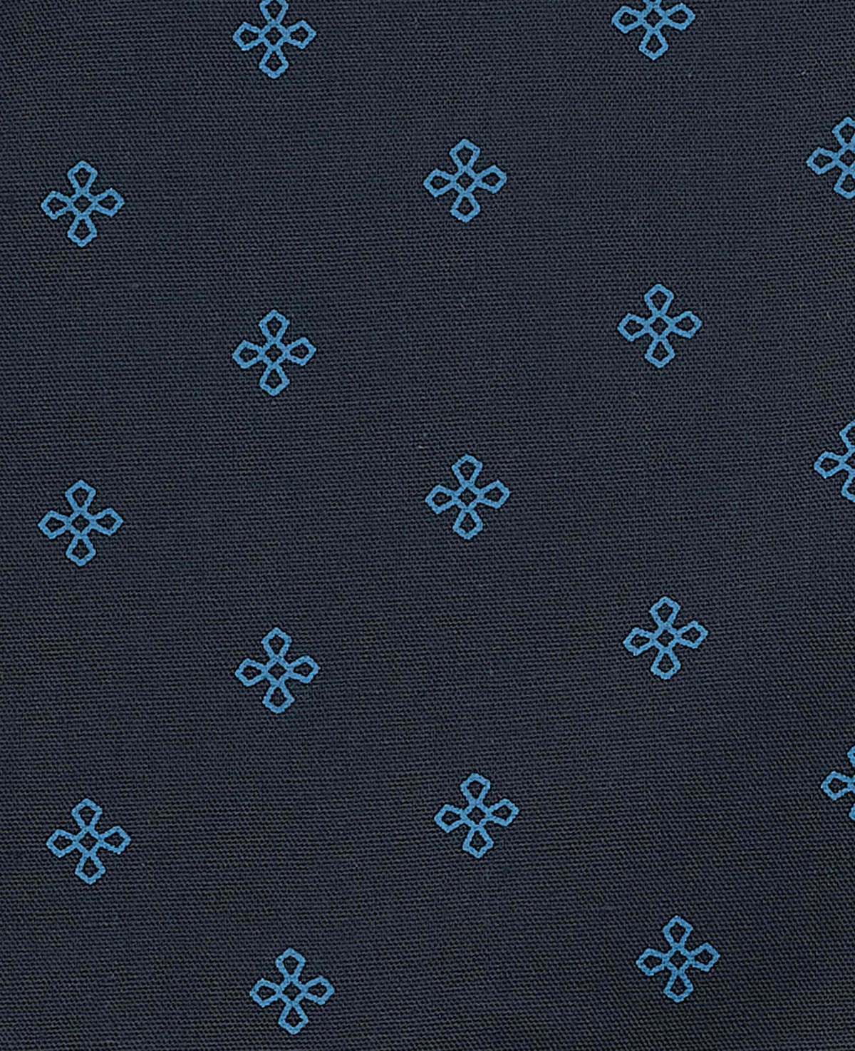 Men's Navy Cotton Cross Printed Revere Collar Pyjamas fabric detail