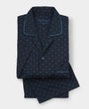 Navy Cotton Cross Printed Revere Collar Pyjamas