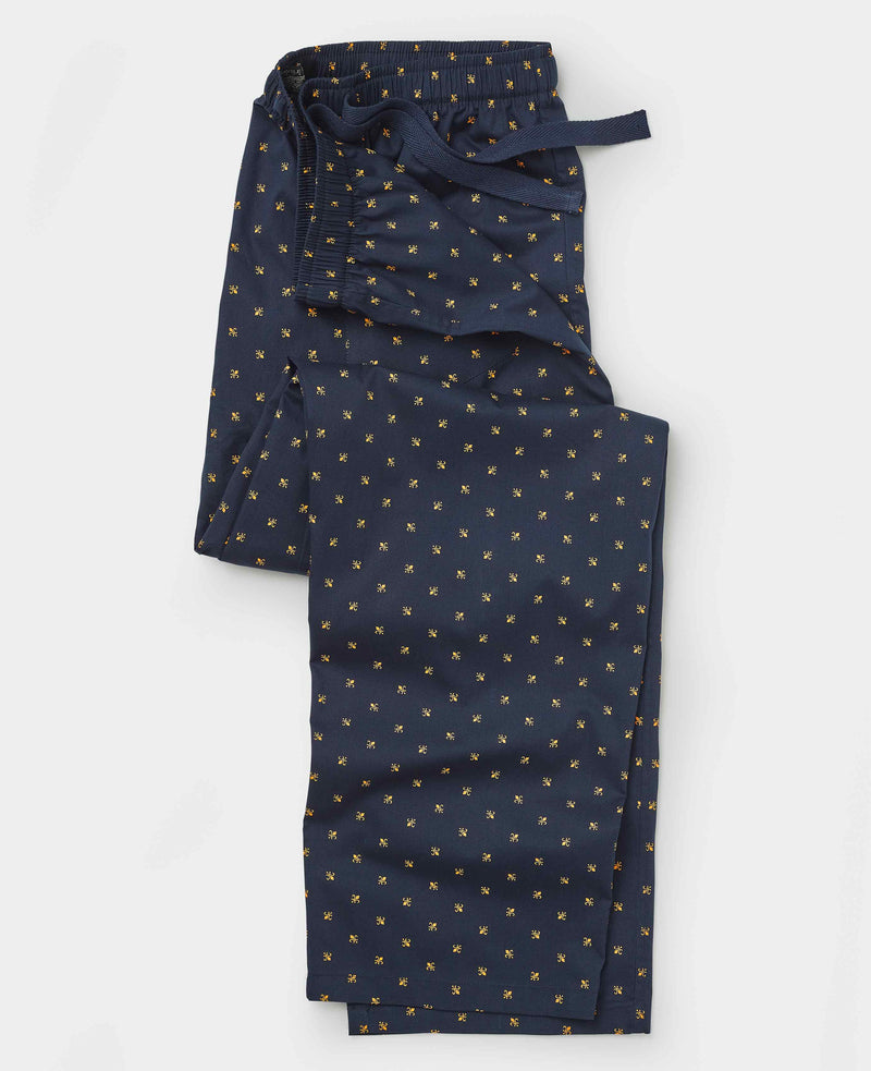 Navy Cotton Fleur De Lys Lounge Pants