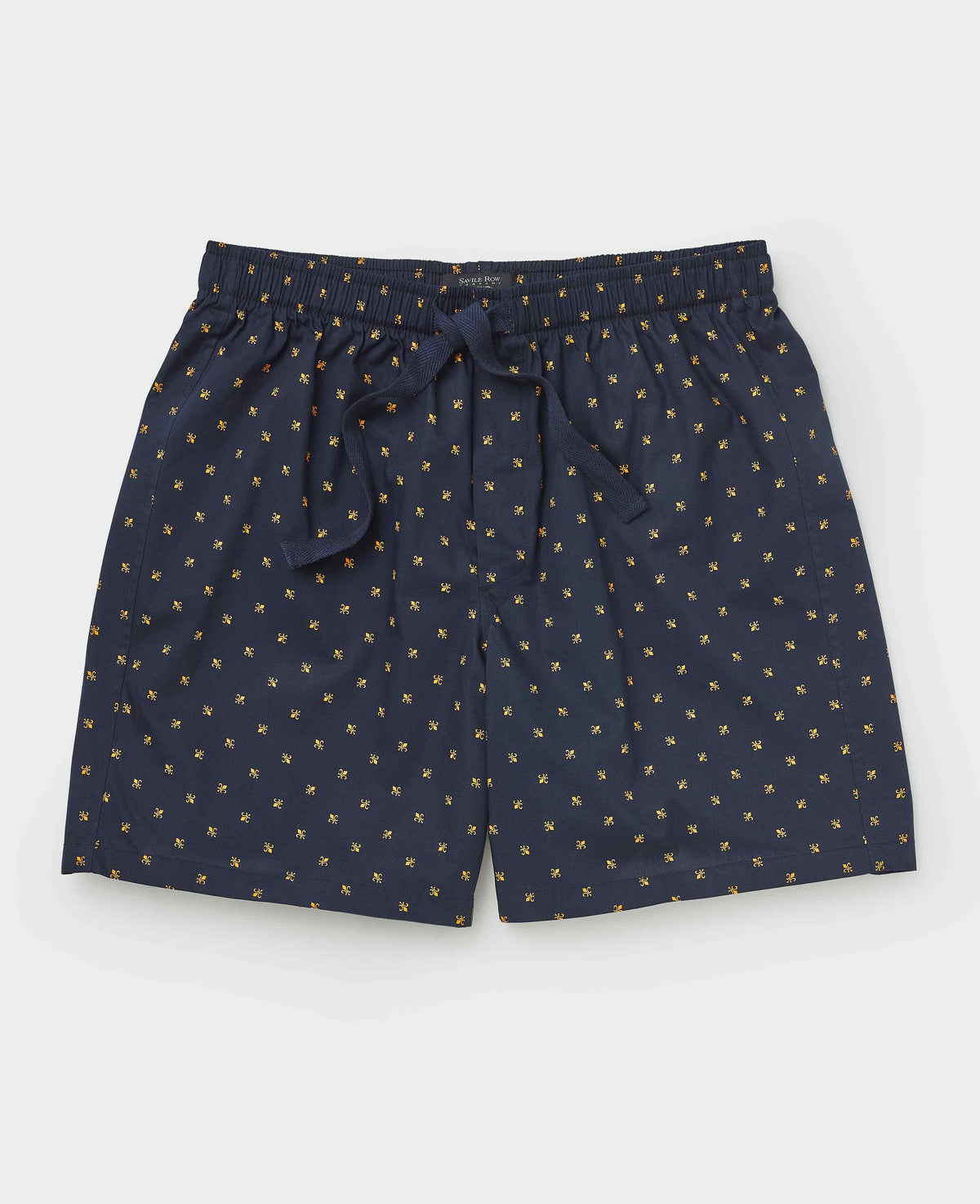 Men's Navy Cotton Fleur De Lys Lounge Shorts mannequin shot