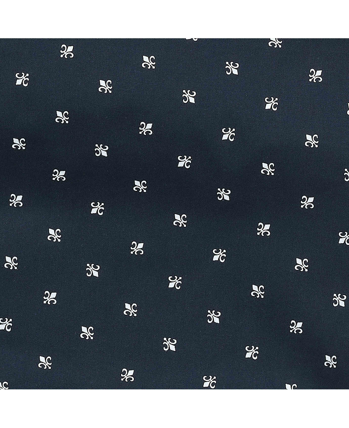 Men's Navy Cotton Fleur De Lys Print Lounge Pants fabric detail
