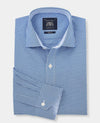 Navy Cotton Gingham Slim Fit Formal Shirt - Single Cuff