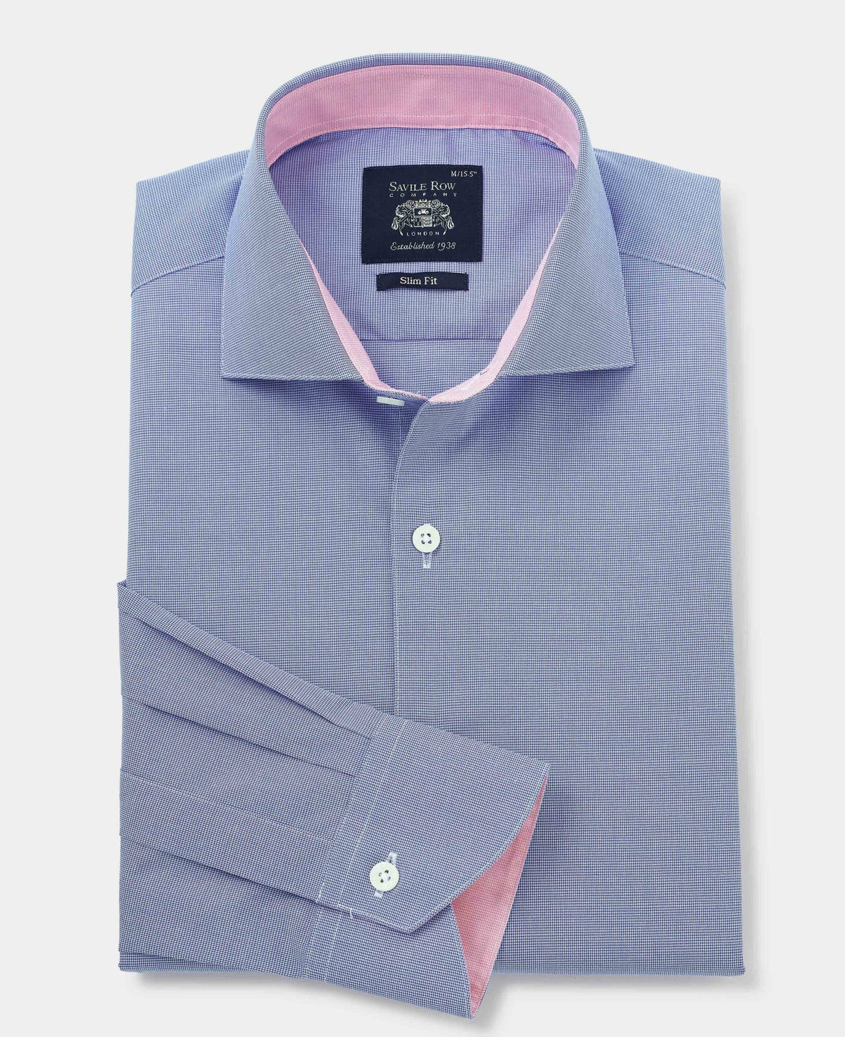navy cotton micro check slim fit smart casual shirt single cuff 5005nav No Tie grey