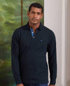 Navy Cotton Pique Long Sleeve Polo Shirt