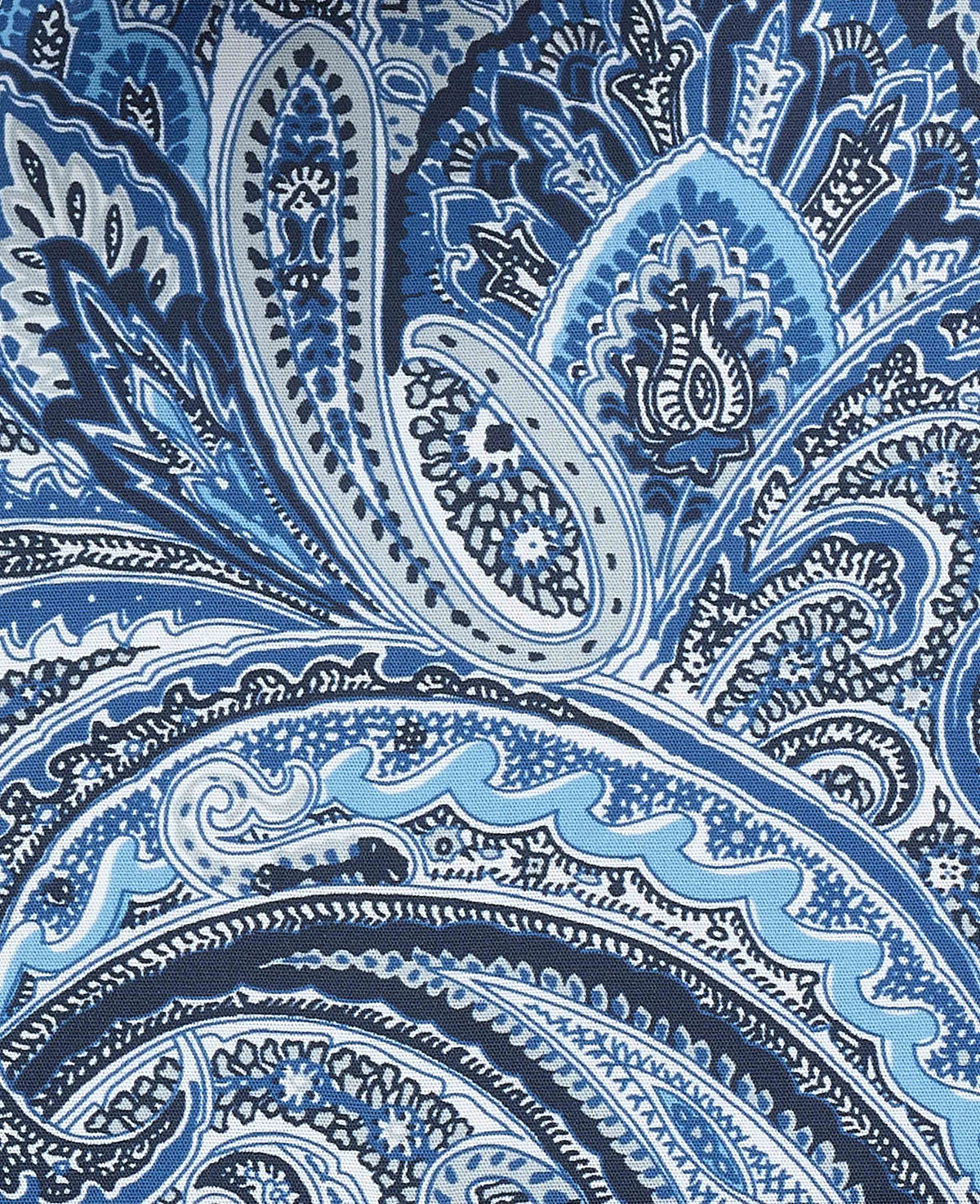 Navy Cotton Poplin Classic Fit Paisley Smart Casual Shirt - Single Cuff