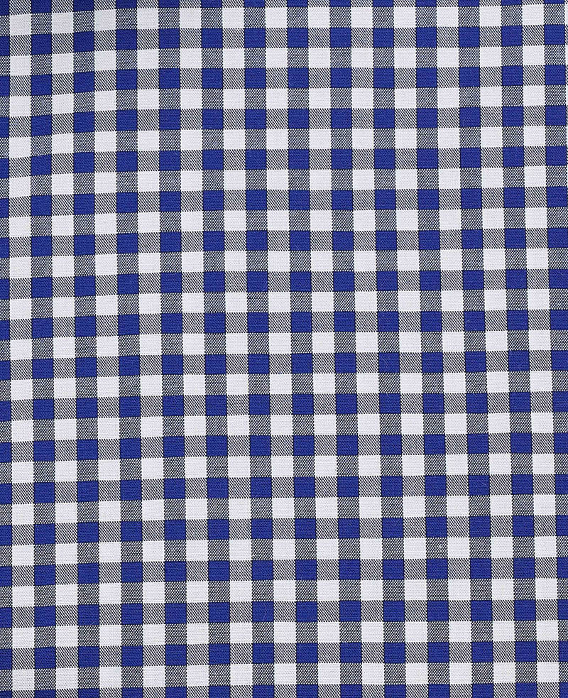 Navy Cotton Poplin Gingham Check Slim Fit Formal Shirt - Single Cuff