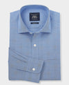 Navy Cotton Prince of Wales Check Classic Fit Formal Shirt - Single Cuff