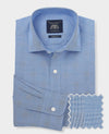 Navy Cotton Prince of Wales Check Classic Fit Formal Shirt - Single Cuff