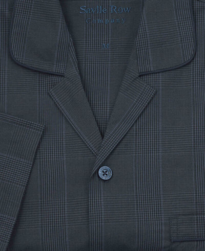 Navy Cotton Revere Collar Check Pyjamas