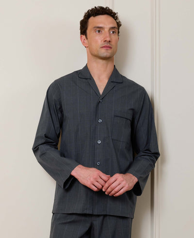 Navy Cotton Revere Collar Check Pyjamas