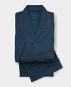 Navy Cotton Revere Collar Pyjamas With Trim
